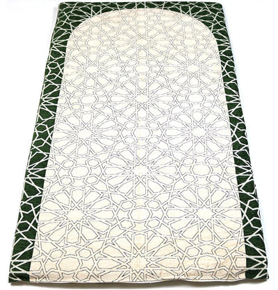 Foldable Foam Islamic Prayer Rug with Carry Case Selcuk Star - Green/Ivory