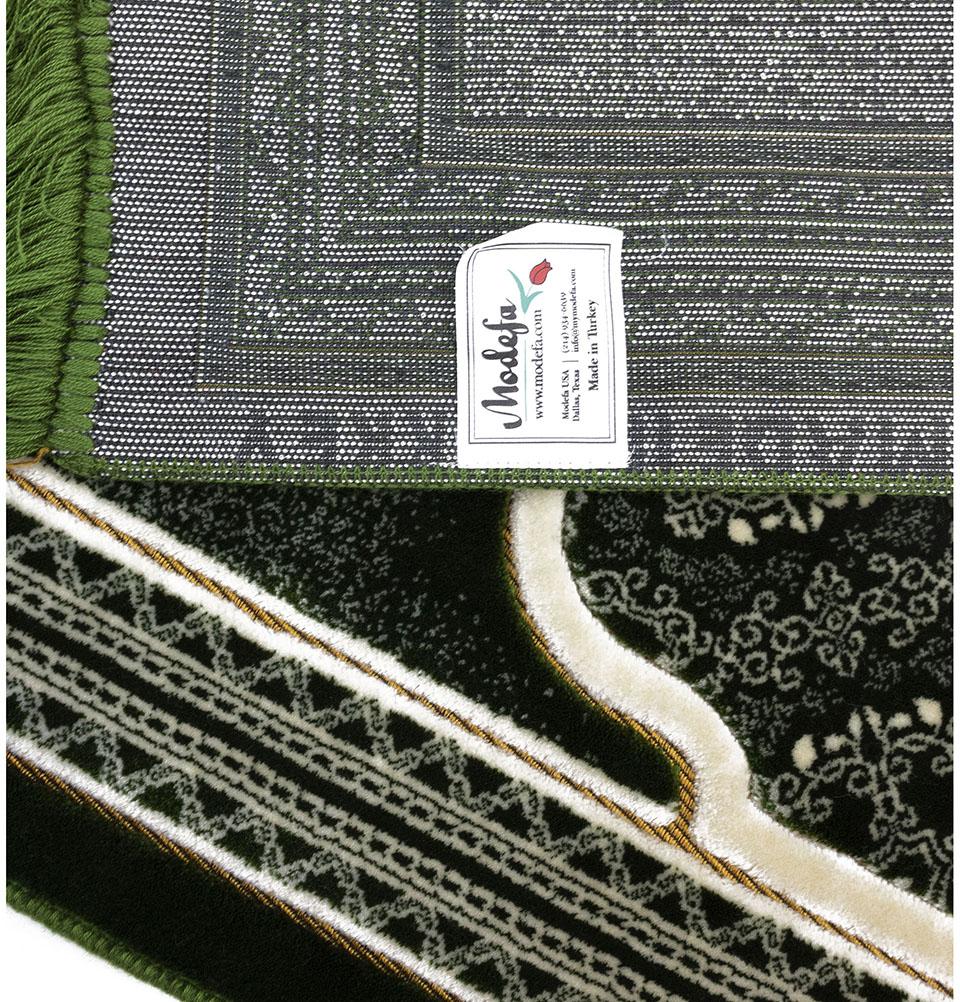 Modefa Prayer Rug Green Lux Plush Velvet Islamic Prayer Rug Elegant Swirl Green