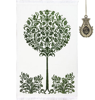 Modefa Prayer Rug Green Luxury Velvet Islamic Prayer Rug | Tree of Jannah - Green