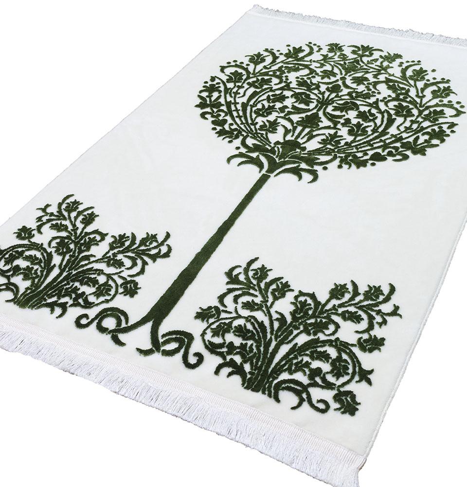 Modefa Prayer Rug Green Luxury Velvet Islamic Prayer Rug | Tree of Jannah - Green