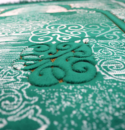 Modefa Prayer Rug Green Plush Velvet Islamic Prayer Rug Classic Elegant Swirl - Green