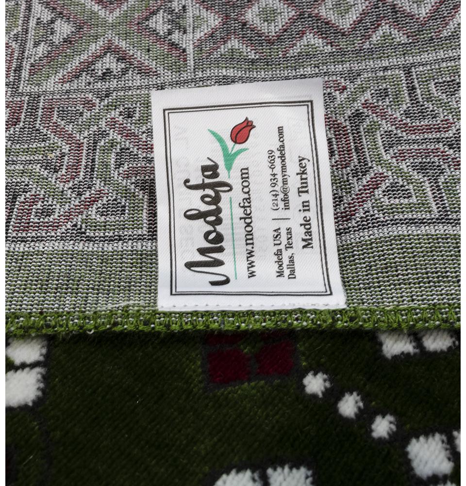 Modefa Prayer Rug Green/Red Wide 12 Person Masjid Islamic Prayer Rug | Vined Arch - Green & Red