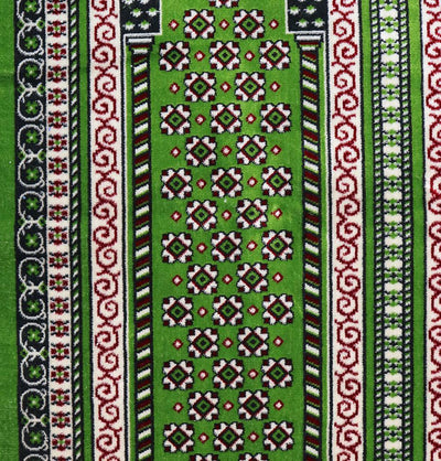 Wide 5 Person Masjid Islamic Prayer Rug - Geometric Green