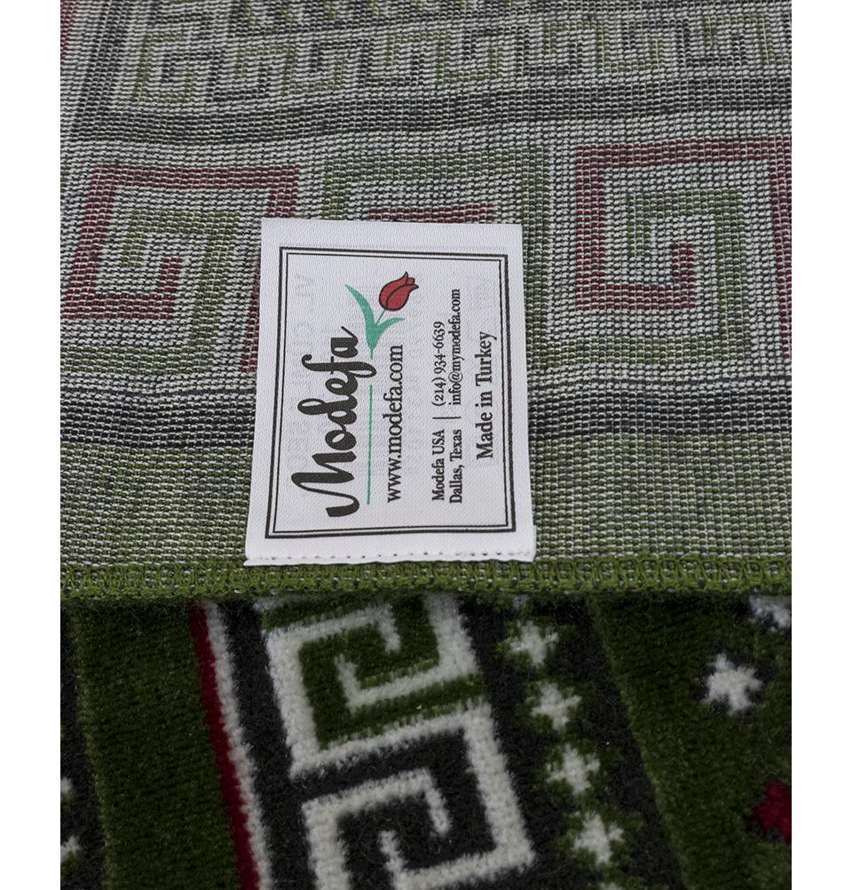 Modefa Prayer Rug Green/Red Wide 8 Person Masjid Islamic Prayer Rug | Dotted Green & Red