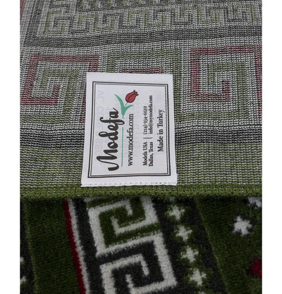 Modefa Prayer Rug Green/Red Wide 8 Person Masjid Islamic Prayer Rug | Dotted Green & Red