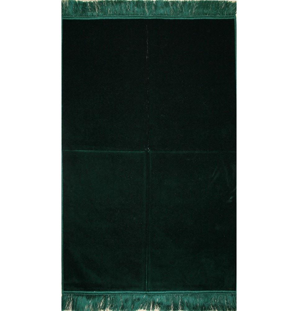 Simple Dark Green Rug Solid Simple Velvet Prayer Rug - Dark Green