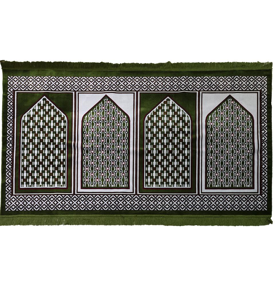 Modefa Prayer Rug Green Wide 4 Person Masjid Prayer Rug - Geometric Green