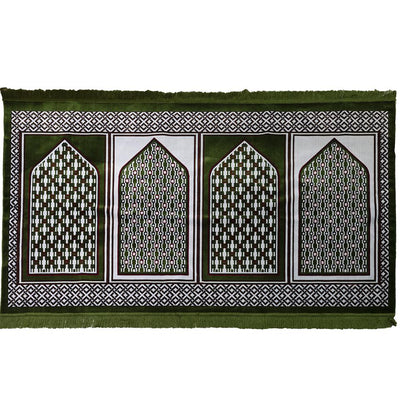 Modefa Prayer Rug Green Wide 4 Person Masjid Prayer Rug - Geometric Green