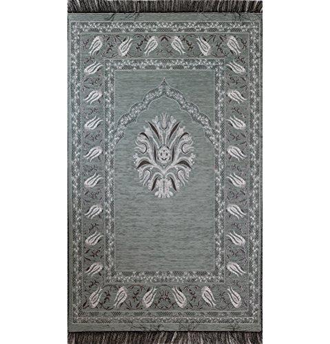 Chenille Tulip Islamic Prayer Mat Grey