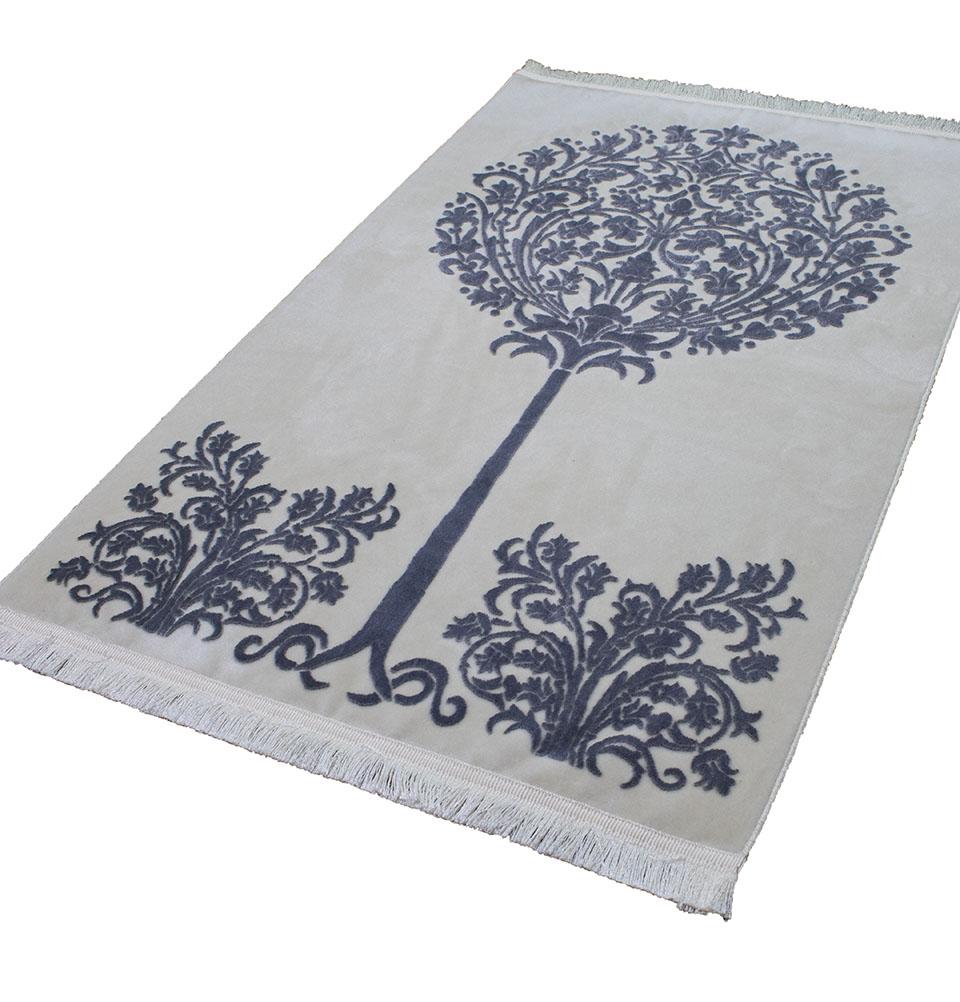 Modefa Prayer Rug Grey Luxury Velvet Islamic Prayer Rug | Tree of Jannah - Gray