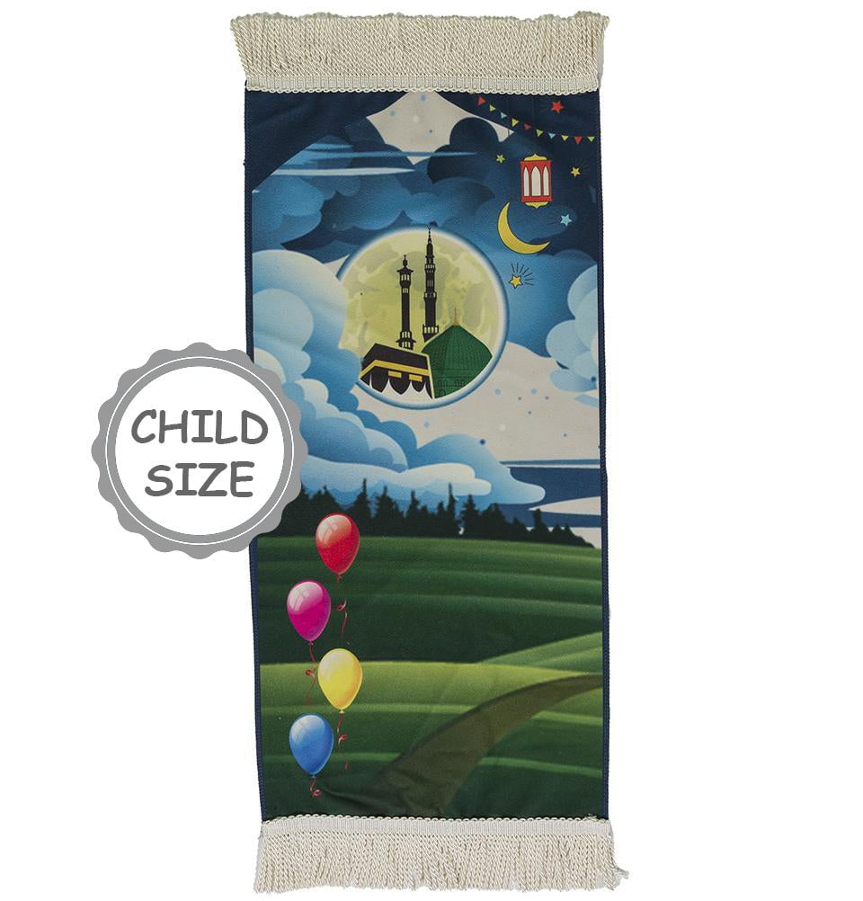 Child Size Kids Islamic Prayer Rug - Fun Digital Print - Hajj Dreams