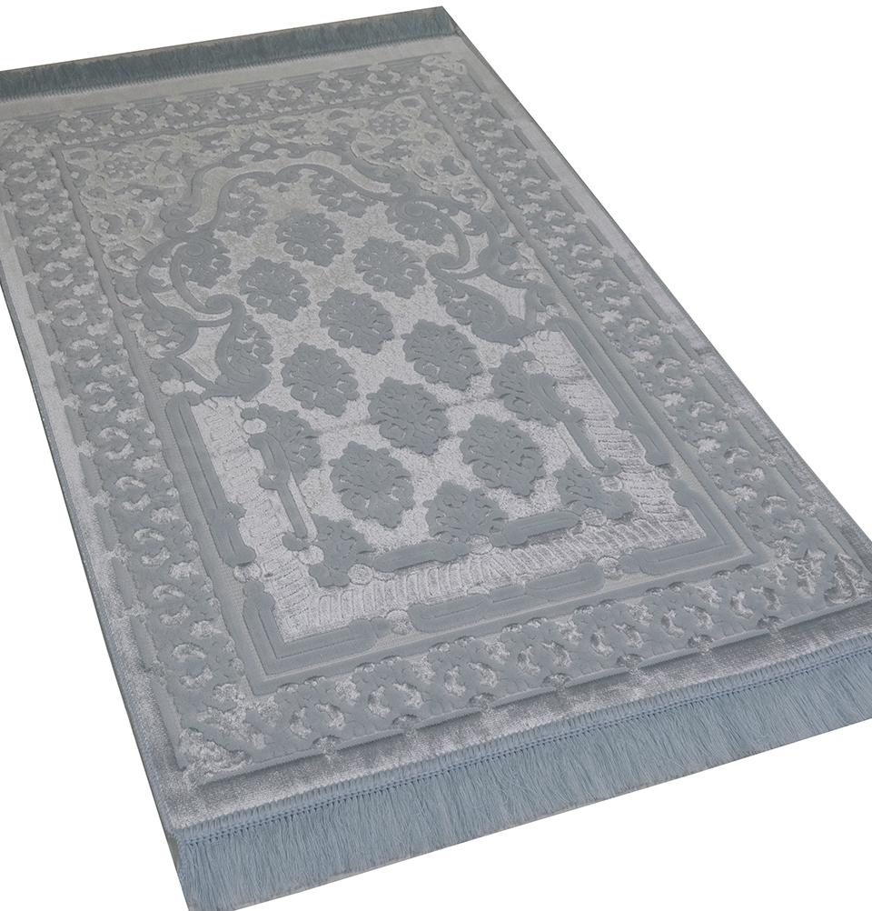 Modefa Prayer Rug Ice Blue Luxury Velvet Islamic Prayer Rug - Ice Blue