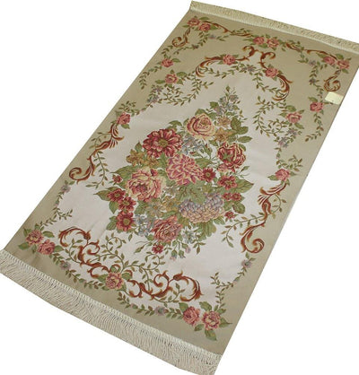 Modefa Prayer Rug Luxury Thin Embroidered Prayer Mat Gift Box Set 'Lavanta' - Ivory Floral Bouquet - Modefa 