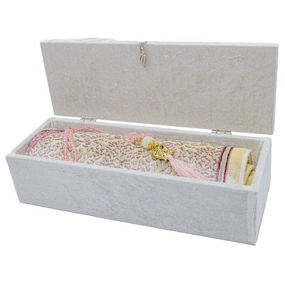 Modefa Prayer Rug Ivory Keepsake Velvet Gift Set with| Luxury Winter Rose Prayer Rug & Tesbih - Ivory
