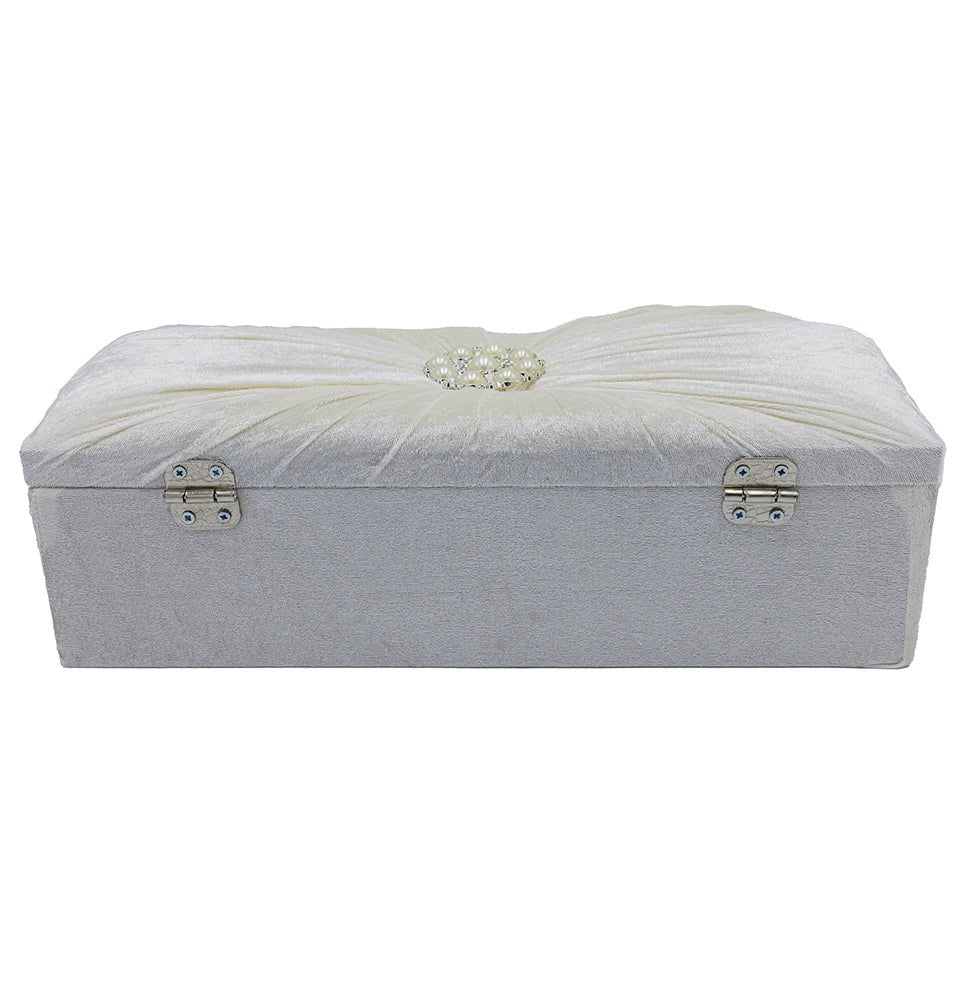 Modefa Prayer Rug Ivory Keepsake Velvet Gift Set with| Luxury Winter Rose Prayer Rug & Tesbih - Ivory
