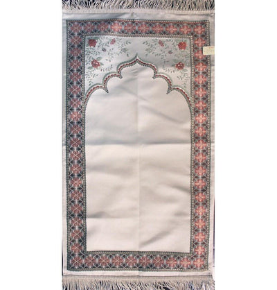 Luxury Thin Embroidered Prayer Mat Gift Box Set Simple Rose- Ivory