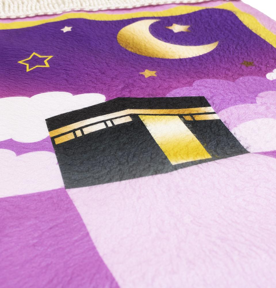 Modefa Prayer Rug Kaba Dreams - Pink Child Size Islamic Prayer Rug - Fun Digital Print - Kaba Dreams Pink