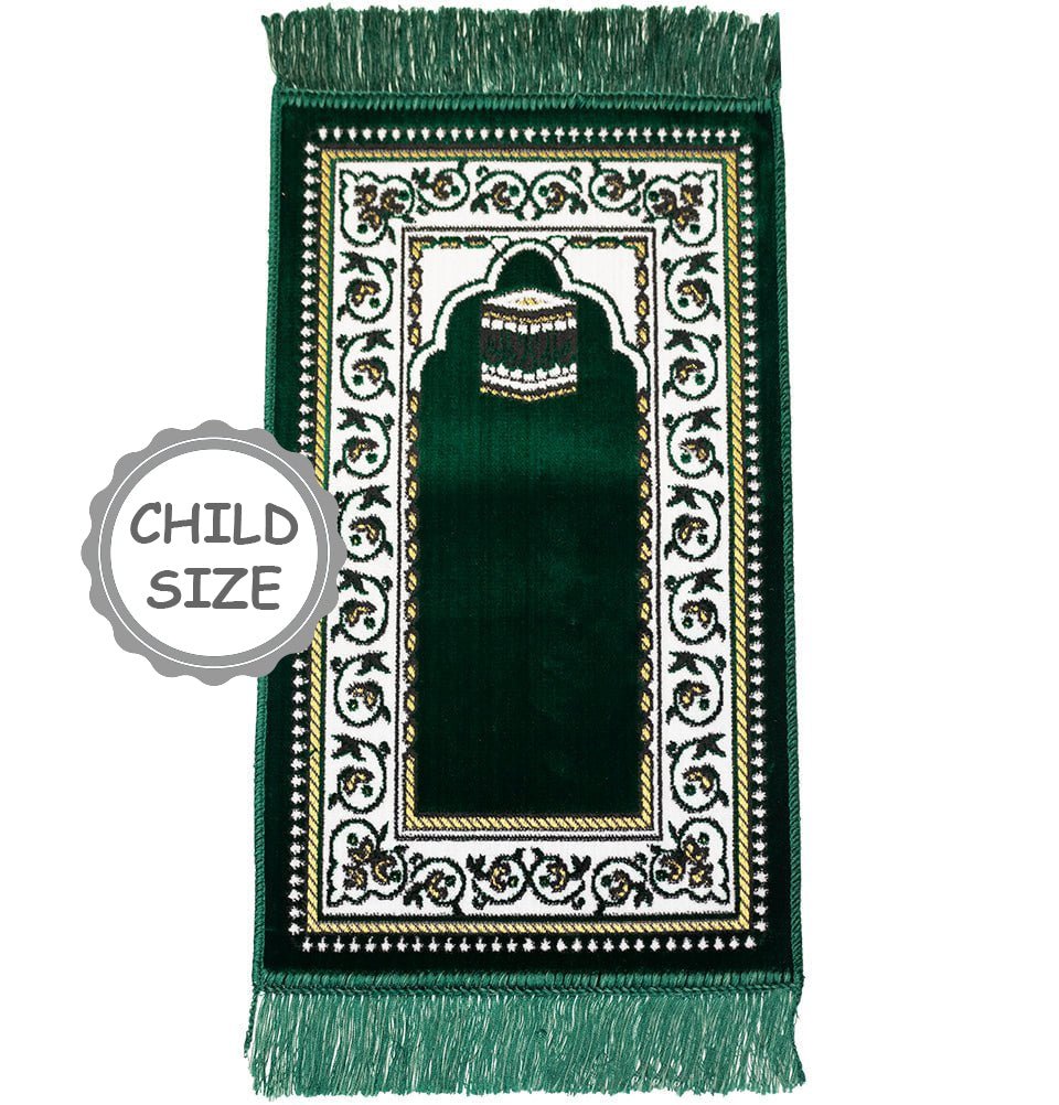 Modefa Prayer Rug Kb1 Green Child Velvet Islamic Prayer Rug - Kaba KB1 Green