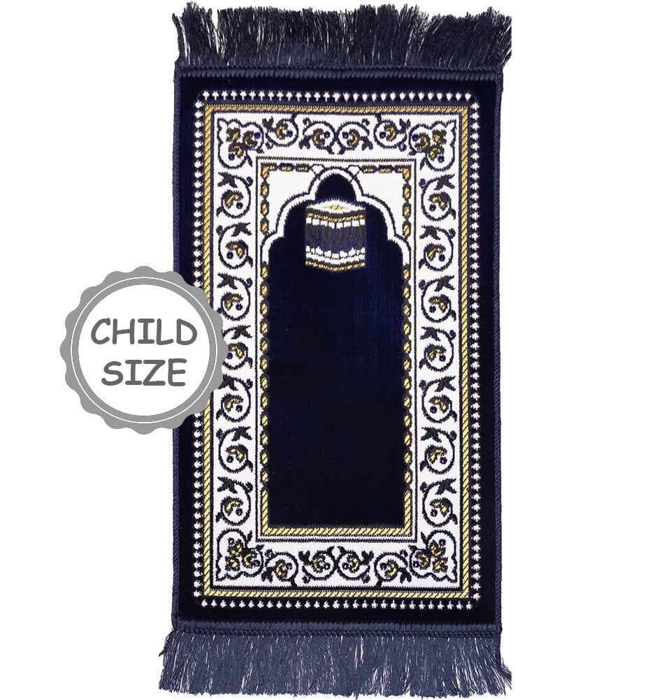 Modefa Prayer Rug Kb1 Navy Blue Child Velvet Islamic Prayer Rug - Kaba KB1 Navy Blue