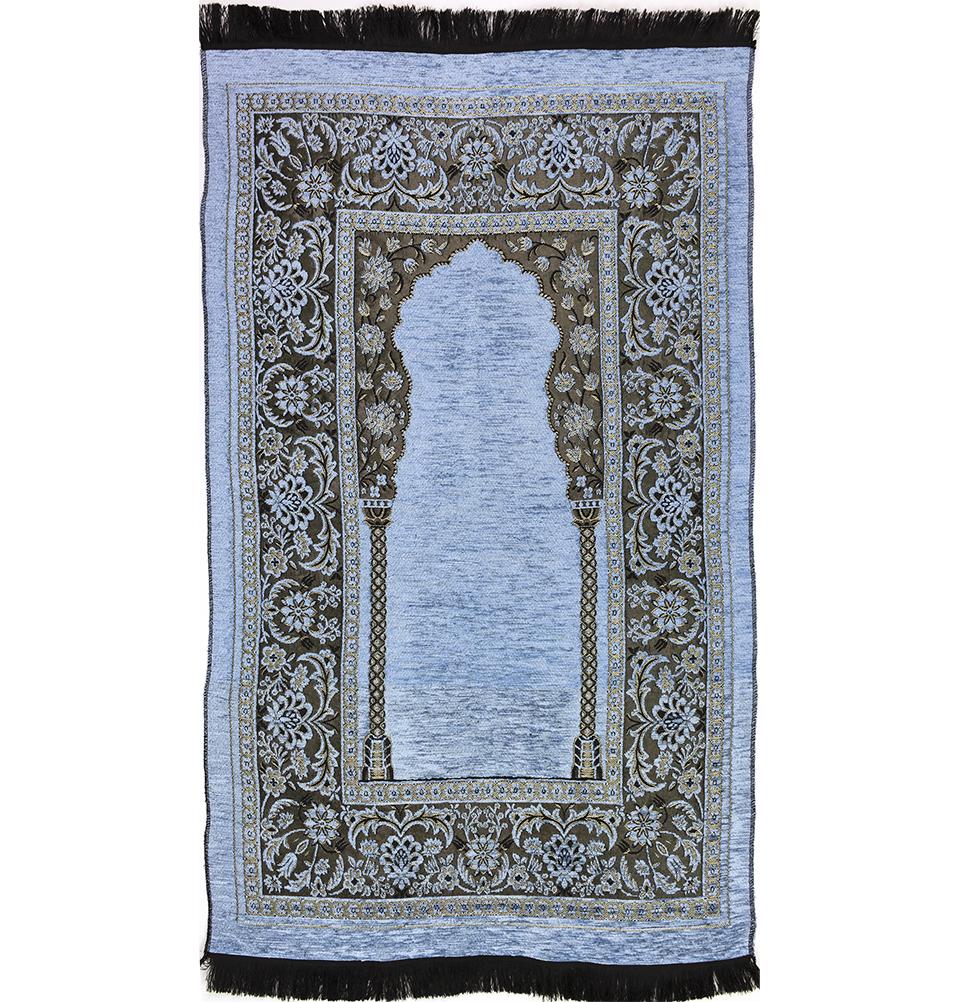 Modefa Prayer Rug Light Blue Embroidered Islamic Prayer Mat - Light Blue