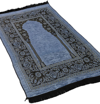 Modefa Prayer Rug Light Blue Embroidered Islamic Prayer Mat - Light Blue