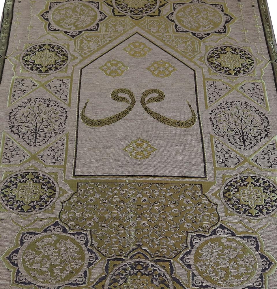 Modefa Prayer Rug Light Brown Chenille Arabesque Waw Islamic Prayer Mat - Light Brown