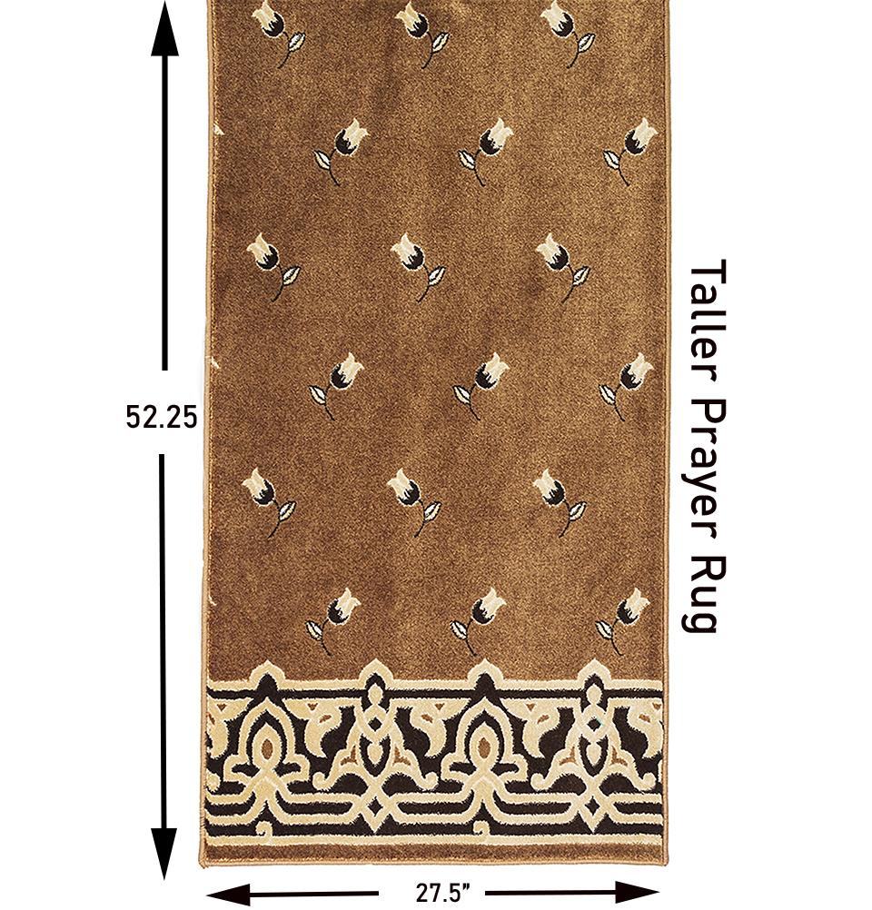 Modefa Prayer Rug Light Brown Luxury Islamic Prayer Carpet | Rolled Velvet Kilim Rug | Dancing Tulips - Light Brown