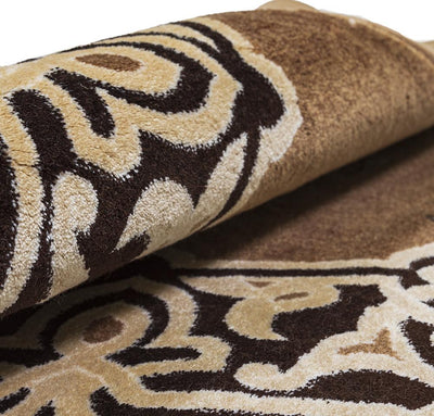 Modefa Prayer Rug Light Brown Luxury Islamic Prayer Carpet | Rolled Velvet Kilim Rug | Dancing Tulips - Light Brown