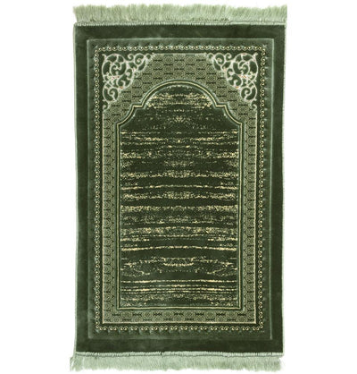 Modefa Prayer Rug Light Green Lux Plush Regal Velvet Islamic Prayer Rug - Light Green