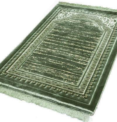 Modefa Prayer Rug Light Green Lux Plush Regal Velvet Islamic Prayer Rug - Light Green