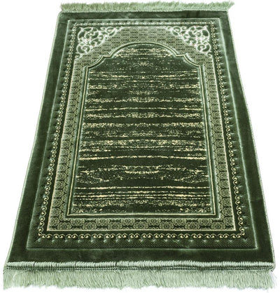 Modefa Prayer Rug Light Green Lux Plush Regal Velvet Islamic Prayer Rug - Light Green