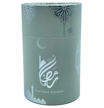 Modefa Prayer Rug Light Green Ramadan Kareem Cylinder Gift Box Set with Prayer Mat & Prayer Beads - Light Green