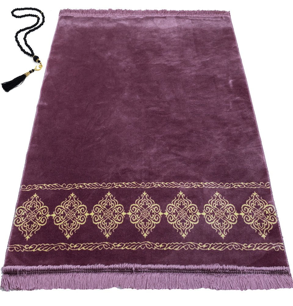 Grand Plush Wide Islamic Prayer Rug - Lilac