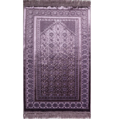 Modefa Prayer Rug Lilac Luxury Velvet Islamic Prayer Rug Floral Stamp Lilac