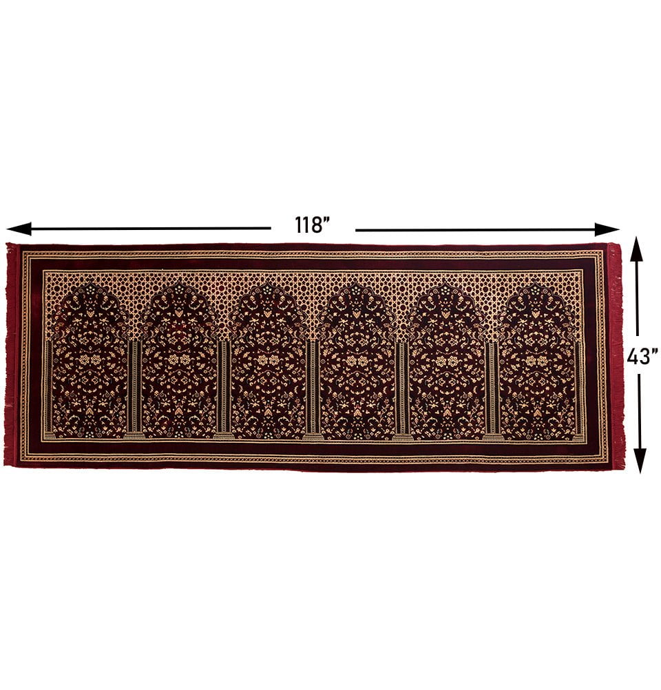 Modefa Prayer Rug Long 6 Person  Islamic Prayer Rug - Traditional Floral Red