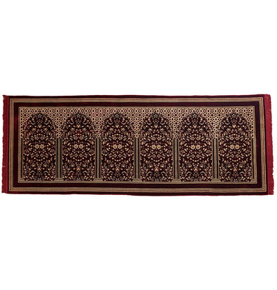 Modefa Prayer Rug Long 6 Person  Islamic Prayer Rug - Traditional Floral Red