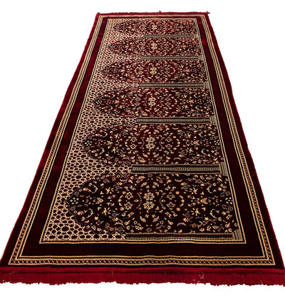 Modefa Prayer Rug Long 6 Person  Islamic Prayer Rug - Traditional Floral Red