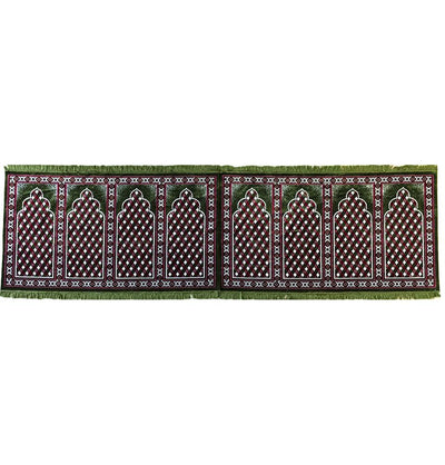 Modefa Prayer Rug Long Row 8 Person Masjid Islamic Prayer Rug - Green #2