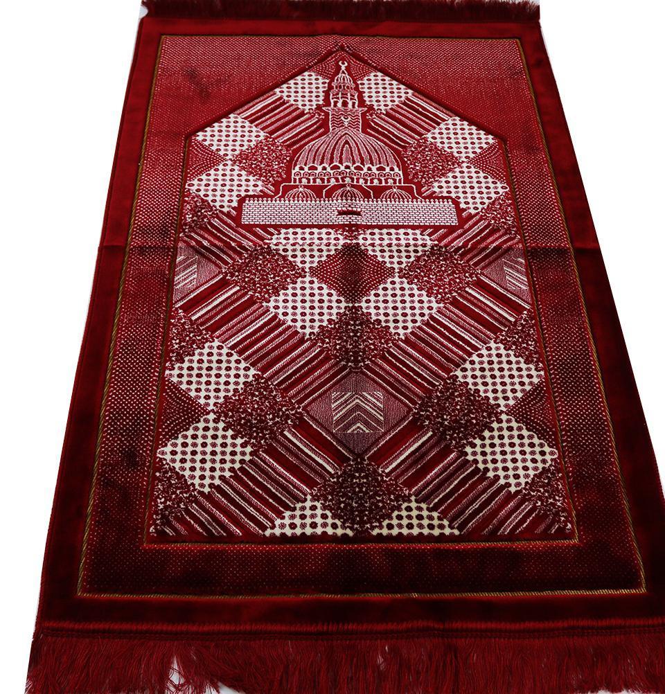 Modefa Prayer Rug Lux Plush Regal Islamic Prayer Rug Red