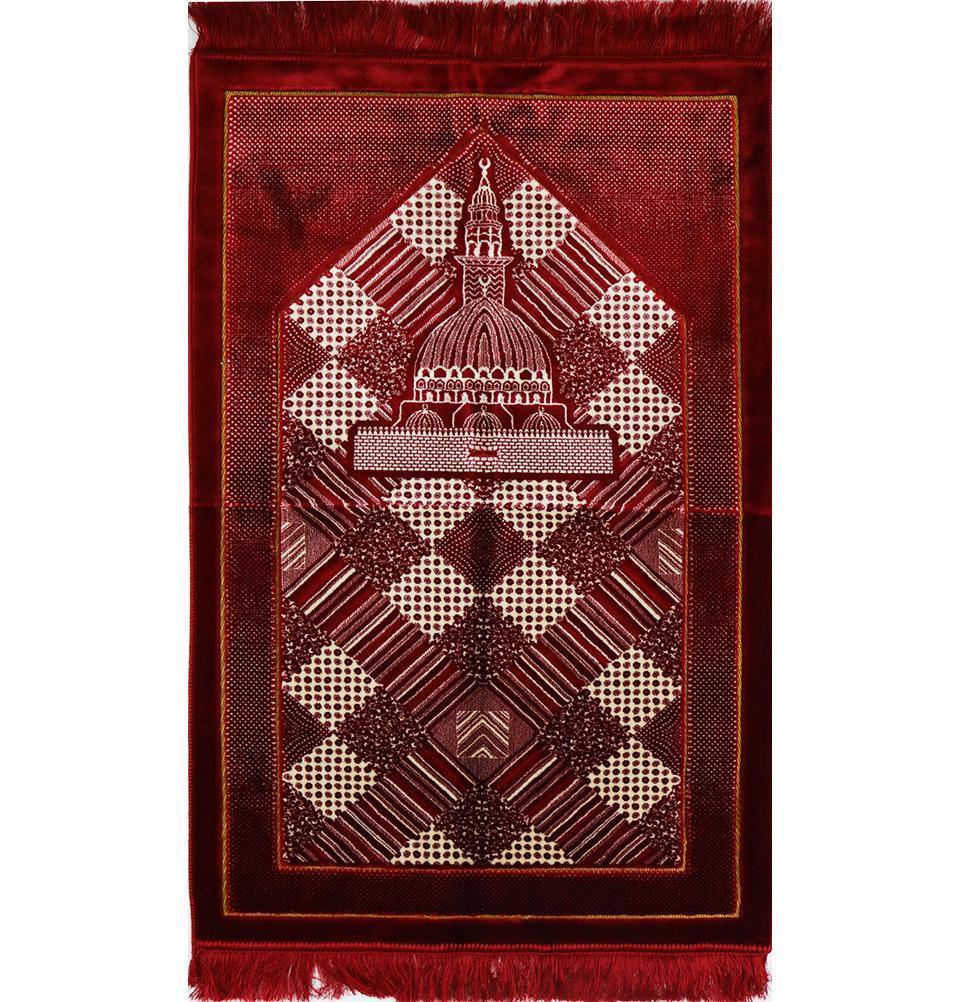 Lavanta Luxury Velvet Islamic Prayer Rug Regal - Red
