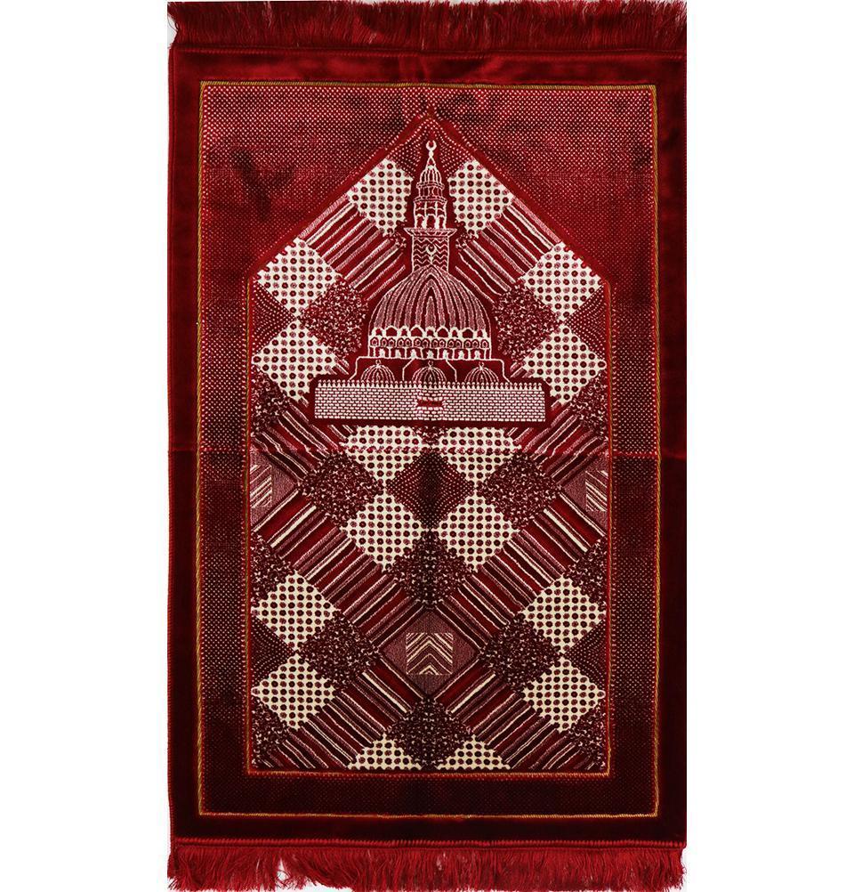 Modefa Prayer Rug Lux Plush Regal Islamic Prayer Rug Red