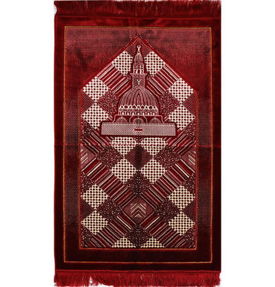 Modefa Prayer Rug Lux Plush Regal Islamic Prayer Rug Red