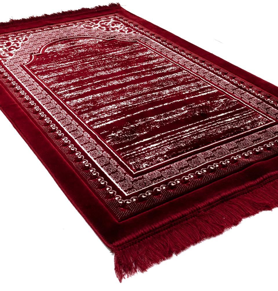 Modefa Prayer Rug Lux Plush Regal Velvet Islamic Prayer Rug - Red