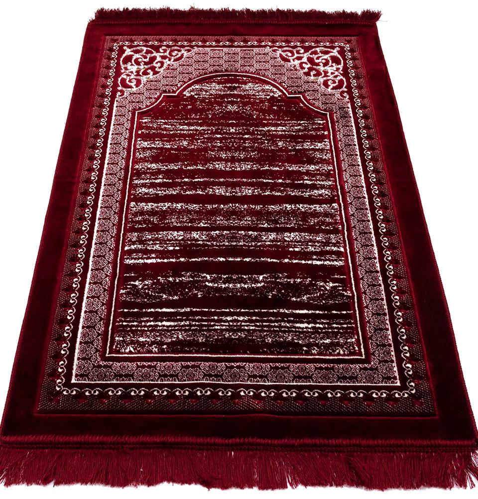 Modefa Prayer Rug Lux Plush Regal Velvet Islamic Prayer Rug - Red