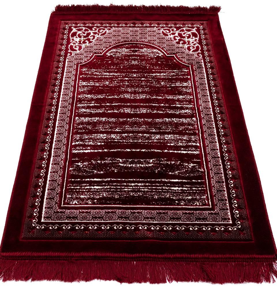 Modefa Prayer Rug Lux Plush Regal Velvet Islamic Prayer Rug - Red