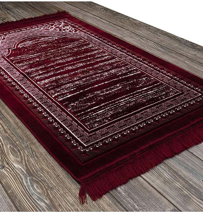 Modefa Prayer Rug Lux Plush Regal Velvet Islamic Prayer Rug - Red