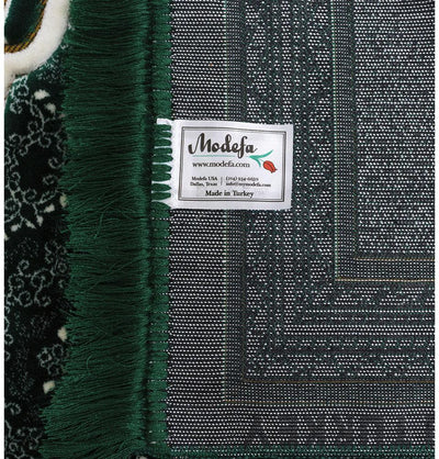 Modefa Prayer Rug Lux Plush Velvet Islamic Prayer Rug - Elegant Swirl Green
