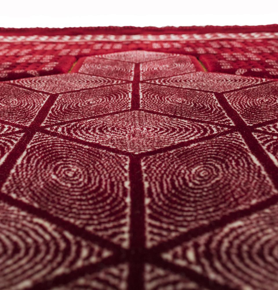 Modefa Prayer Rug Lux Plush Velvet Islamic Prayer Rug - Geometric Mihrab Red
