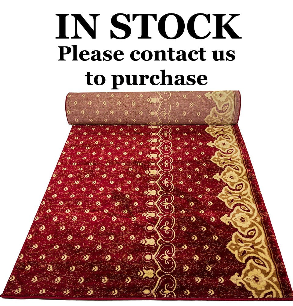 Modefa Prayer Rug Luxury Islamic Prayer Carpet | Wide Multi-Person Rolled Velvet Kilim Rug - Floral Red