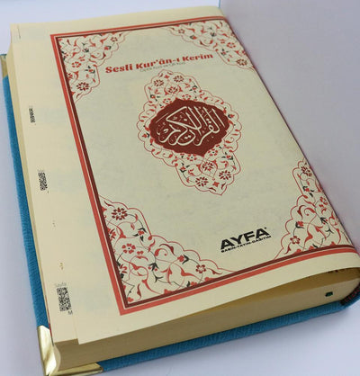 Luxury Islamic Quran & Prayer Rug Gift Set 6 Pieces in Velvet Box - Blue